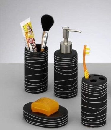 Набір аксесуарів Zeller 18252, 4 шт., кераміка, чорний, 42 x 21 x 41 см