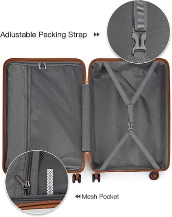 Чемодан-валіза KONO 55см: легкий, з TSA замком та 4 колесами (чорний)