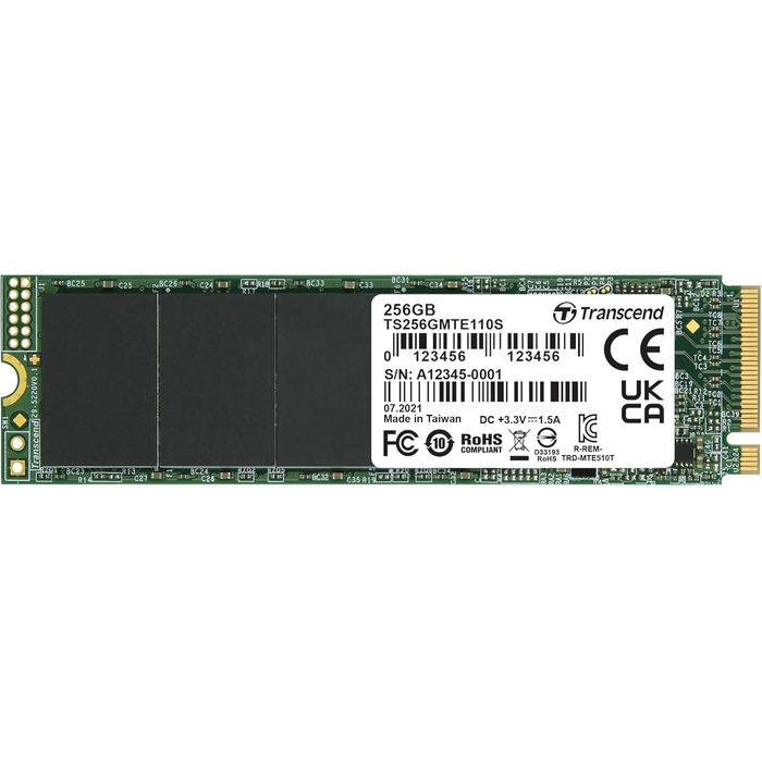 SSD накопичувач Transcend B MTE110S 256GB NVMe PCIe Gen3 x4 M.2 2280 - 3D TLC NAND