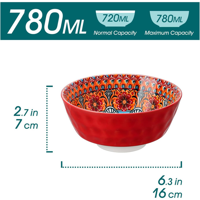 Набір супових тарілок Vancasso (6 шт) з порцеляни для супу, мюслі, рамену, десерту та пасти