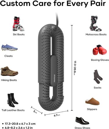 Електрична сушарка для взуття Snowpea: сушарка для черевиків, усунення запаху, автоматичне вимкнення (сірий)