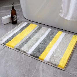 MIULEE Килимок для ванної кімнати зі смугами, антиковзний, 40x60 см, жовтогарячий та сірий