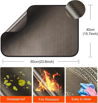 Термостійкий килимок | Силіконовий килимок для захисту від вогню | Килимок під фритюрницю | Килимок під кавоварку | Нековзний, вологостійкий (Коричневий, 40 x 60 см)