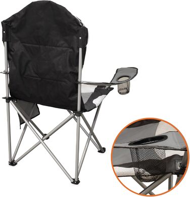 Крісло кемпінгове Spetebo XXL Deluxe антрацит, до 150 кг - широке, зручне, стабільне