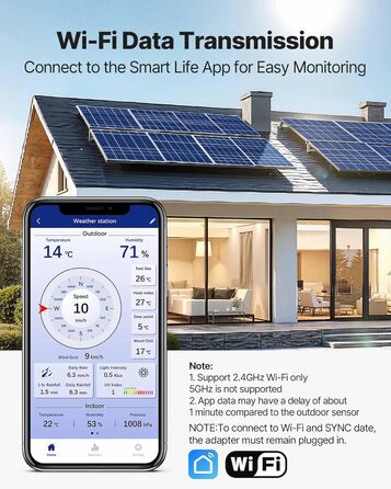 Метеостанція VEVOR Profi 7-в-1 WiFi з сонячною панеллю, 7.5