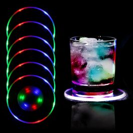 TINYOUTH LED Coasters for Drinks, ON/OFF, Disposable LED Drink Coasters, Waterproof, Illuminated Coasters for Drinks, Acrylic Coasters for Parties, Christmas, Colorful LED Coasters