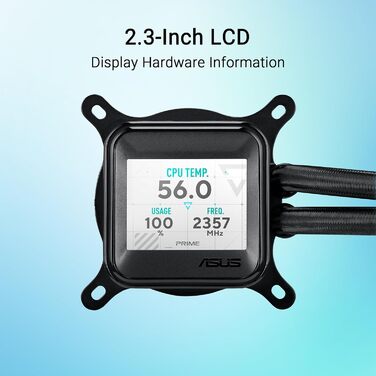 Система водяного охолодження ASUS Prime LC ARGB LCD - 3 вентилятори, чорний (Intel LGA 1851, 1700, 1200, 115X, AMD AM5, AM4)