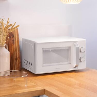 Мікрохвильова піч Cecotec Pro Clean 3120 з кварцовим грилем 800 Вт, антибактеріальним покриттям Ready 2 Clean, технологією 3D Wave, 20 л, 6 режимів, білий колір