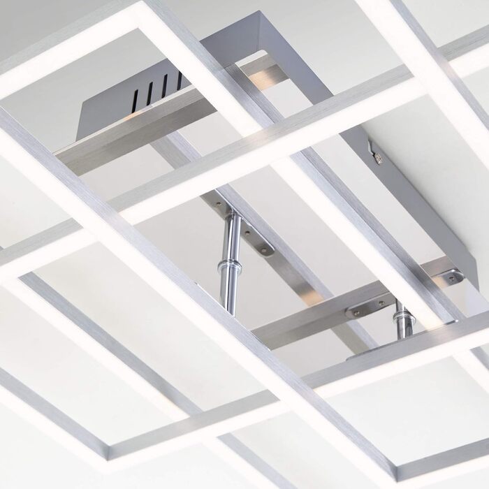 BRILONER - LED Ceiling Lamp with Remote Control, Dimmable, Adjustable from Warm White to Neutral White, Lamp, LED Ceiling Light, Living Room Lamp, Bedroom Lamp, Kitchen Lamp, 104x42x10 cm, Chrome-Aluminum