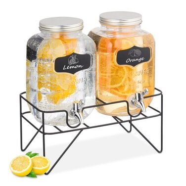 Relaxdays 2-Piece Drink Dispenser, 4L with Stand