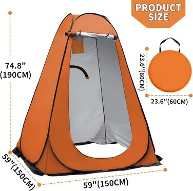 OUUTMEE Pop-Up Shower Tent - Portable Changing Room for Beach, Outdoor UV Protection - Camping Shower Tent for Hiking, Beach, Picnics, Fishing (59