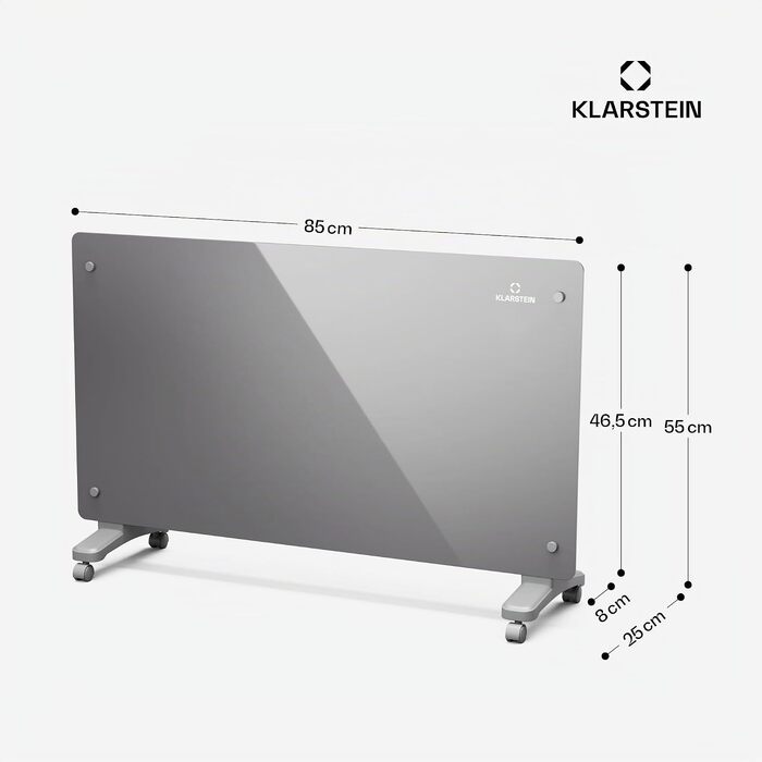 Конвекторний обігрівач Klarstein Bansin Smart 2500W з керуванням через додаток, X-подібним нагрівальним елементом та захистом від перегріву, для кімнат та зимових садів (Кристал)