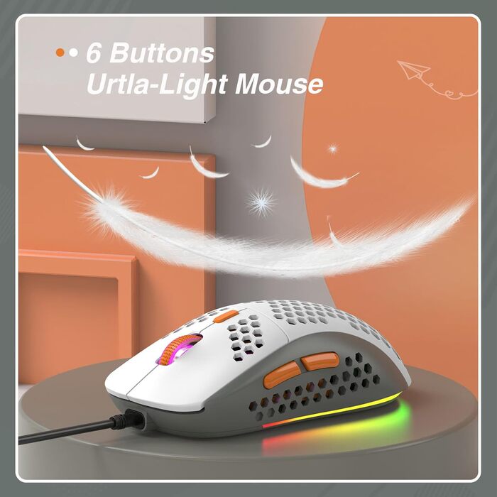 ZIYOU LANG Комплект ігрової клавіатури та миші з USB-C кабелем T60 Pro - 60% механічна клавіатура UK Layout (QWERTY), миша 6400DPI RGB, для PC/Mac