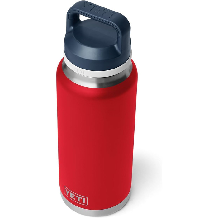 Термос-пляшка YETI Rambler 1 л, вакуумна ізоляція, нержавіюча сталь, герметична кришка з носиком (Rescue Red/White/Navy)