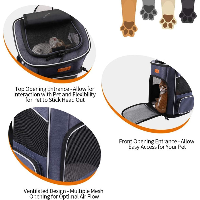 Рюкзак-переноска для котів та маленьких собак Morpilot, 7 кг, Denim Blue, 32x28x42 см