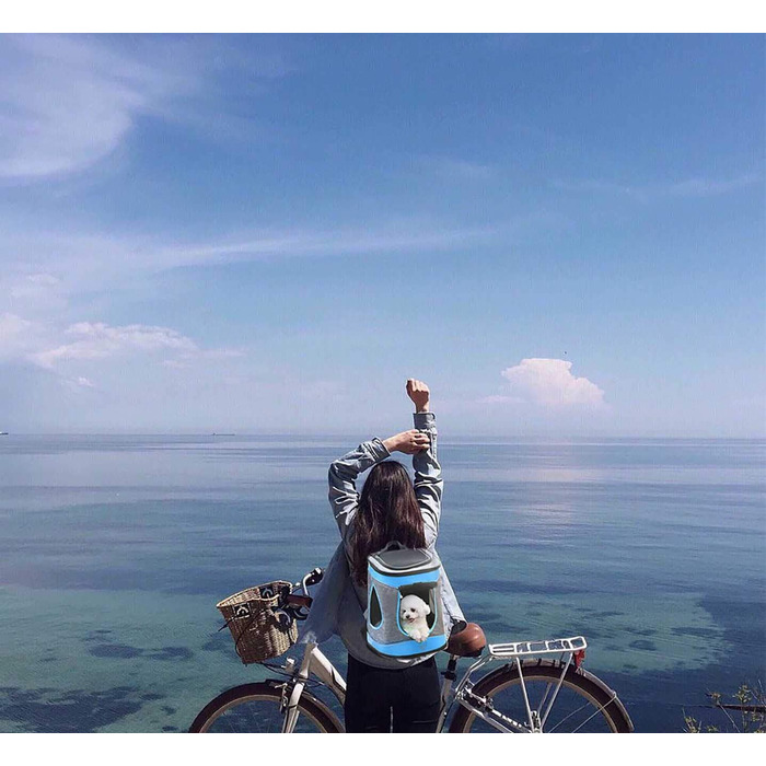 Складана переноска для собак та котів - транспортна сумка для подорожей на авто та літаку. Міцна переноска-рюкзак сіро-зеленого кольору (сіро-блакитного).