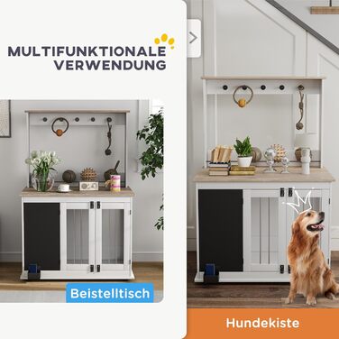 Клітка для собак PawHut - переносна будка з 3 дверцятами, полиця для іграшок, для великих собак, біла