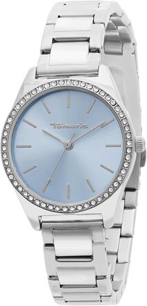 Годинник Tamaris для жінок - Спортивний та елегантний годинник з ремінцем 30 мм (срібло / світло-блакитний, кристали Zirkonia)