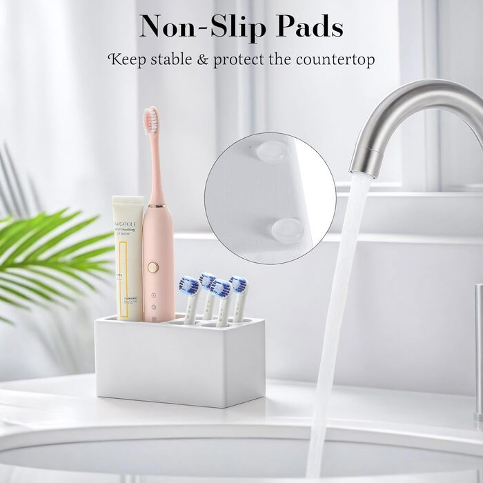 Підставка для зубних щіток Luxspire з 5 відсіками, для ванної кімнати, швидковисихаюча, електрична, для зберігання зубних щіток та пасти, білий мармур