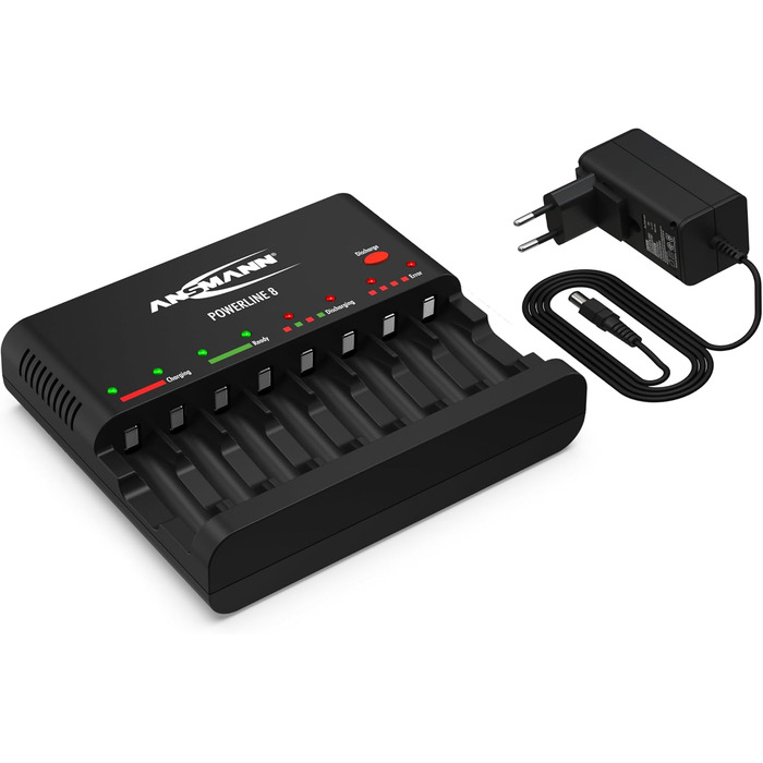 Інтелектуальний зарядний пристрій Powerline 8 для акумуляторів AA/AAA з LED-дисплеєм, дефекторозпізнаванням та захистом від перезаряду