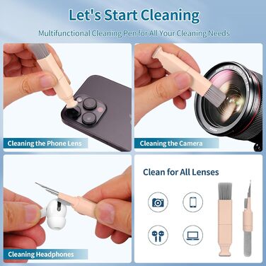 Набір для чищення клавіатури 12 в 1: для ноутбука, iPhone, MacBook, PC, камери (рожевий)