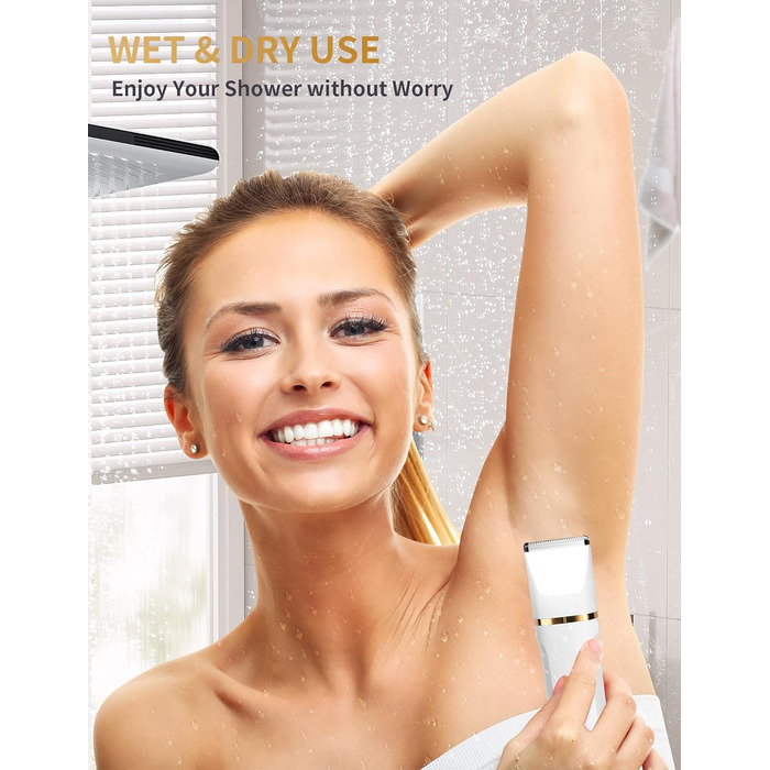 Електричний жіночий тример 3-в-1 для тіла, бікіні та носа. Вологостійкий IPX7, USB-зарядка. Чорний або білий.