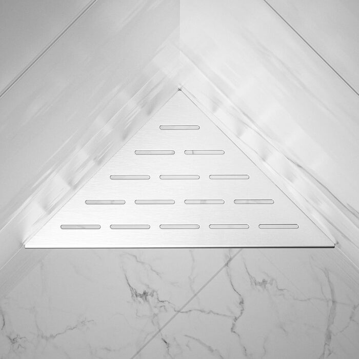 Bernkot Eck Duschregal, Edelstahl 304 Bathroom Shelf for Tiled Walls, Recessed Shelf for Bathroom Renovation (Brushed, 254mm - 2 Pack)
