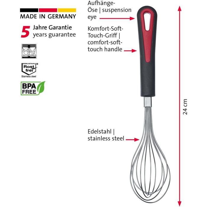 Міні-збивалка Westmark 29682270: дріт, чорно-червона, 31 см