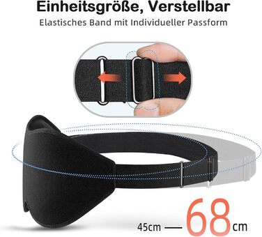 Маска для сну INNELO 3D, 100% світлонепроникна, для жінок та чоловіків, зручна, з мішечком для подорожей, чорна