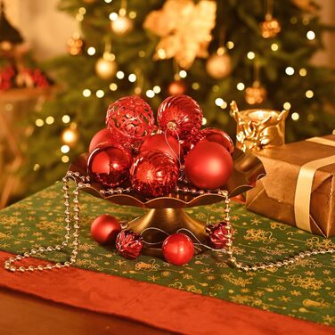 Набір прикрас для ялинки Valery Madelyn, 100 шт. ялинкові кулі з подарунковим пакуванням, червоні