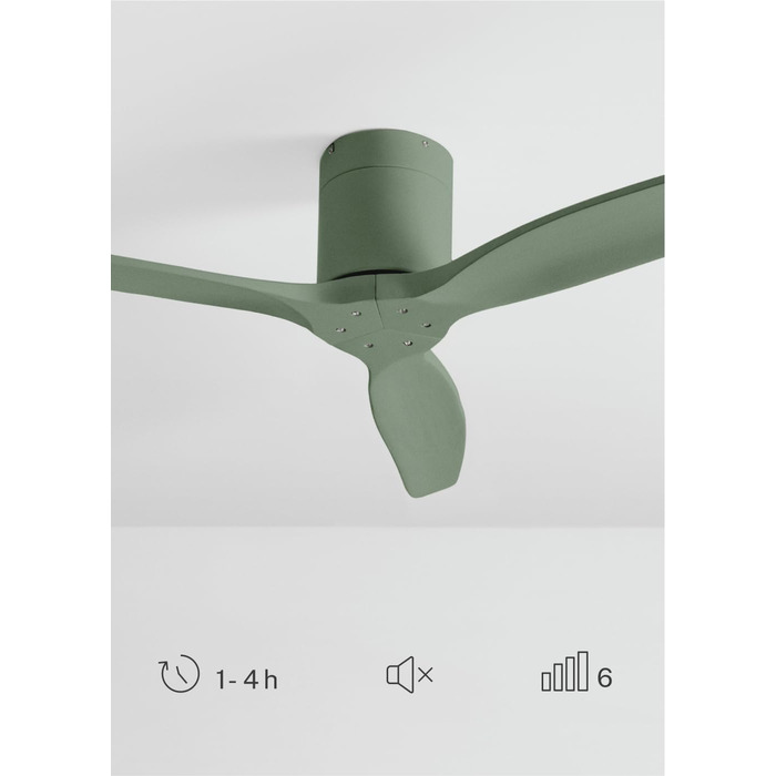 Вентилятор стельовий WINDCALM M з підсвіткою, Wi-Fi, пульт, 40W, Ø132см, 3 режими світла, таймер, літній/зимовий режим, шавковий зелений