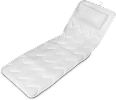Navaris Full-Body Bath Mat with Pillow - 125x42cm Bath Mat for Bathtub, Bathtub Pillow, Soft Bath Insert - Mesh Mat in White