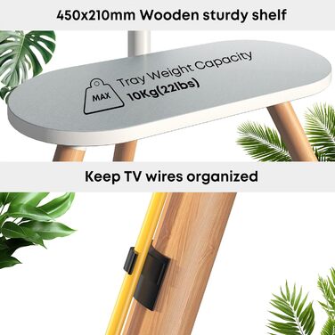 Adjustable TV Stand for 43-65 inch TVs - White Wooden Base with VESA 400x400 Support (35kg Capacity)