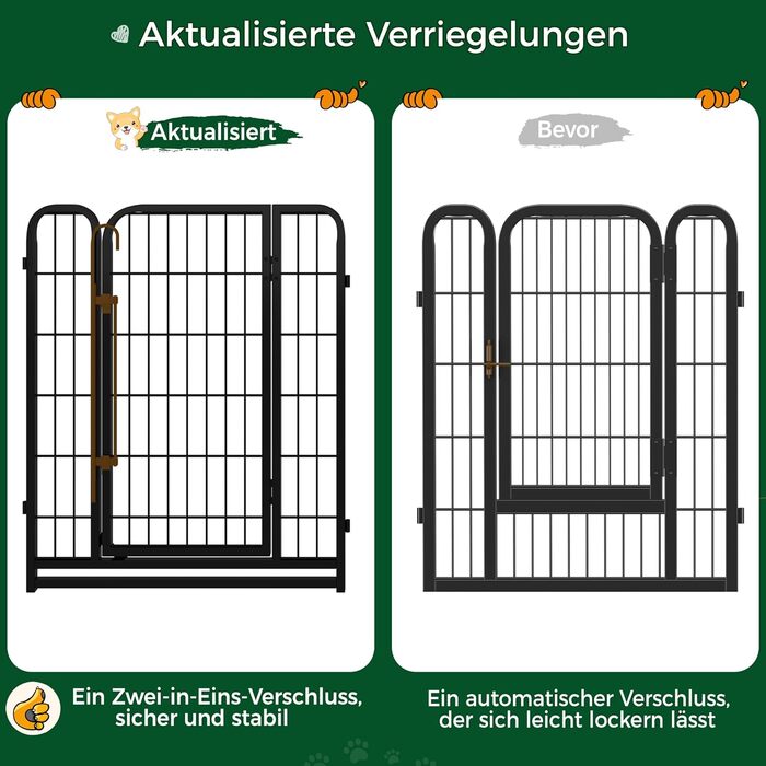 Вольєр для собак Yaheetech 8-секційний, 80 см, для квартири та саду, збірка без інструментів