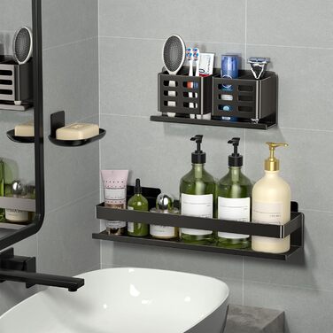 Алюмінієвий кухонний органайзер для ванної кімнати, 30 см, набір 2 шт, кріпиться на стіну, самоклеючий, 3-частинний набір - 40 см