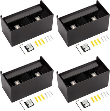 LED настінний світильник Cwycfw 24W, 2 шт., регульований світловий потік, чорний, тепле світло 3000K, IP65, вологостійкий
