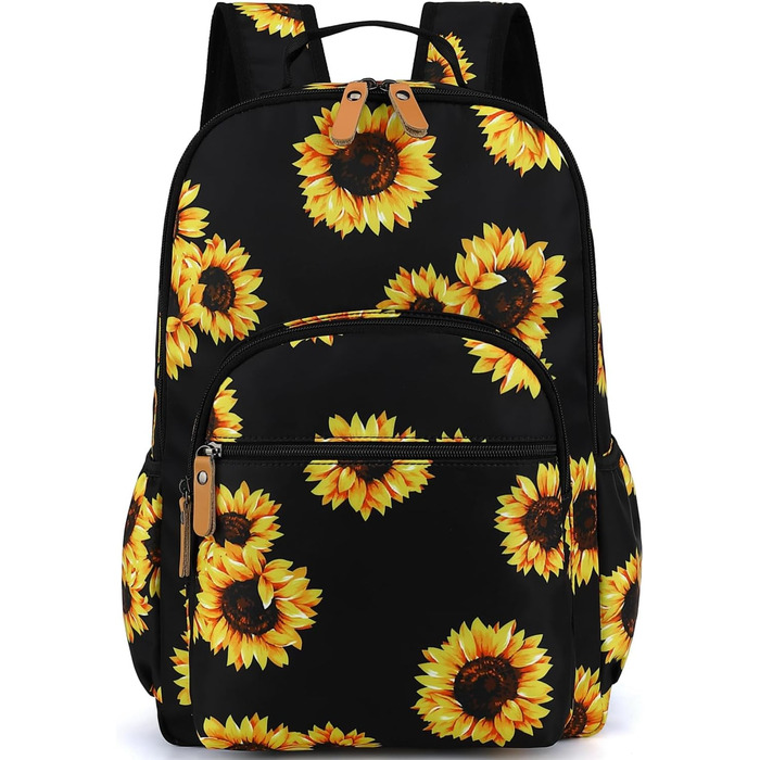 Шкільний рюкзак Leaper з квітковим принтом, сумка-мішок, сумка для книг, дамська сумка, темно-синьо-білий, 2 (Large-15.6, темно-синьо-квітковий [8005 L])