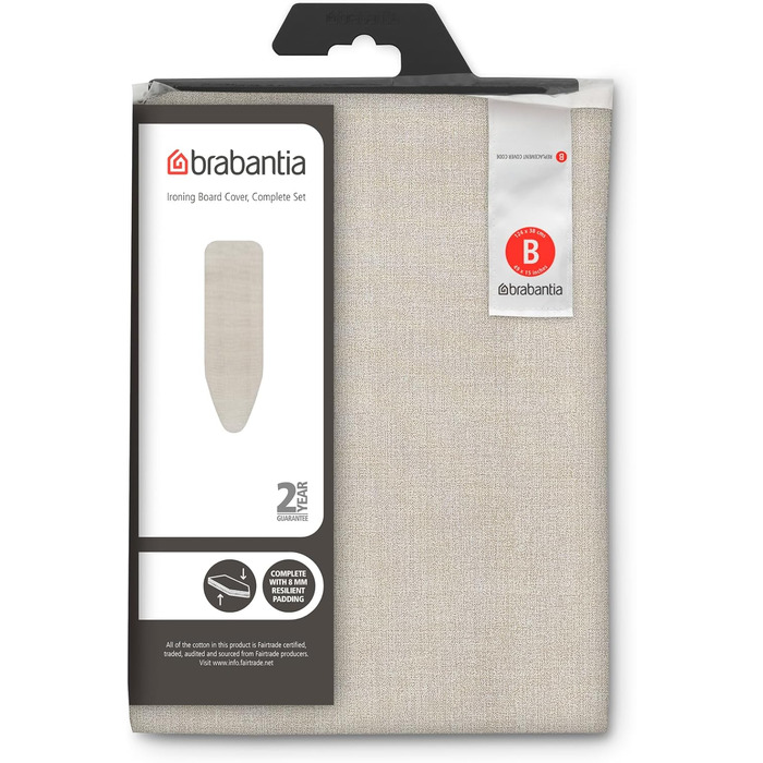 Чохол для прасувальної дошки Brabantia B 124 x 38 см, Джинсовий сірий | Верхній шар 100% бавовна, 8 мм пінополіуретанове наповнення | Ідеально підходить для прасувальних дошок розміру B | Зносостійкий, пральний, легко одягається