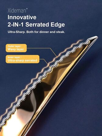 Набір столових приборів на 6 осіб, 24 предмети, чорний, нержавіюча сталь 18/10, з титановим покриттям, сучасний дизайн, ніж з двостороннім лезом, для мийки в посудомийній машині