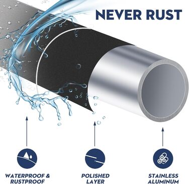 Вигнута штанга для душу, 107-190 см, регульована, чорна, кругла, для ванни, душової кабіни, з нержавіючої сталі, преміум-якість, потребує свердління