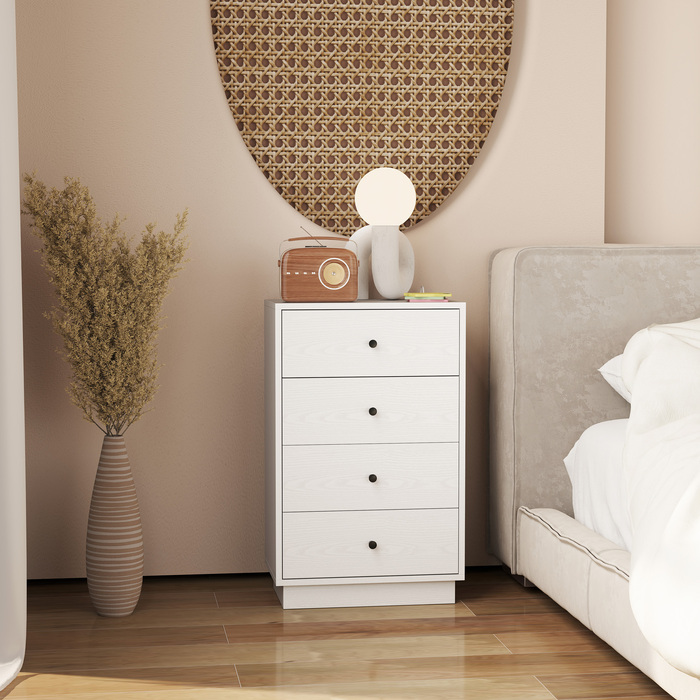 HOMCOM Chest of Drawers Sideboard with 4 Drawers Storage Cabinet Made of Wood Composite Modern Style Drawer Cabinet, Chest of Drawers for Living Room, Bedroom, Hallway 47 x 29 x 75 cm White | Aosom