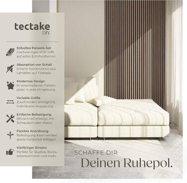 Акустичні 3D-панелі tectake для стін 120 x 60 x 2,1 см, шумопоглищаючі панелі під темний дуб, набір 2 шт.