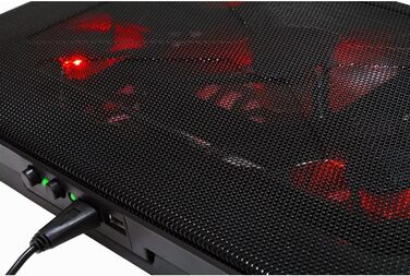 Охолоджуюча підставка для ігрового ноутбука Mars Gaming MNBC2 до 17.35 дюймів, 5 ультратихих вентиляторів, червона LED-підсвітка, 2 x USB 2.0, Чорний/Червоний