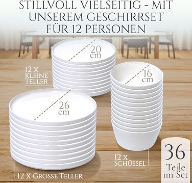 Набір посуду з порцеляни Pure Living на 12 осіб, 36 предметів, білий, Crystal, TESTSIEGER