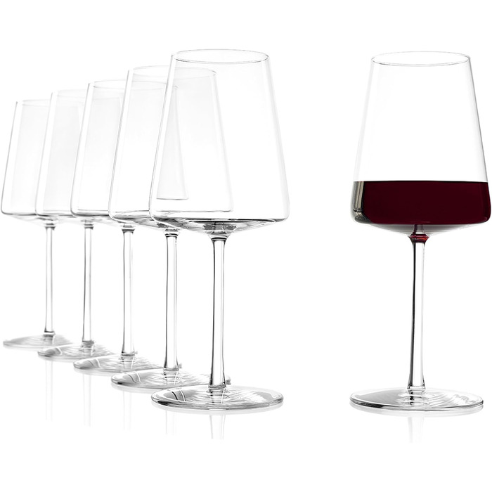 Stölzle Lausitz Red Wine Glasses Power 6-Piece Set 520ml – High-quality wine glasses for full-bodied red wines – Modern red wine glasses with a square shape for maximum flavor development – Dishwasher & shatterproof