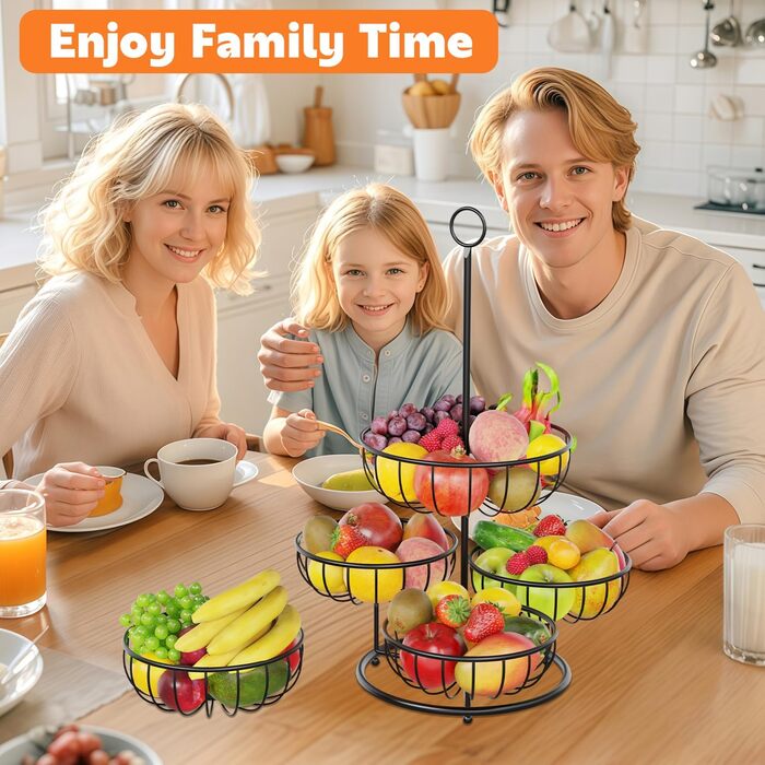 PouHenier 5-ярусна металева етажерка для фруктів та овочів, чорна, для кухні