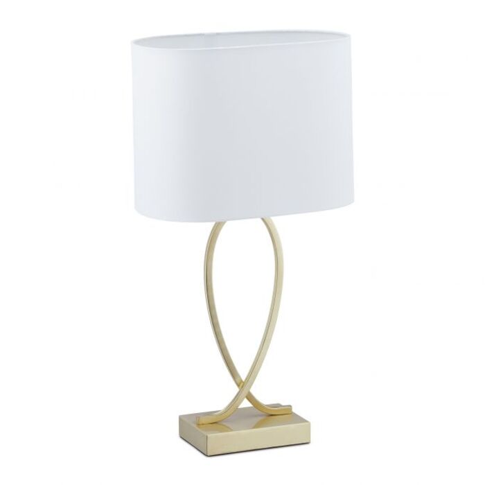 Relaxdays Golden Table Lamp with Fabric Shade
