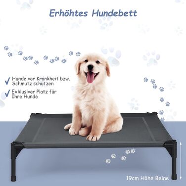 Підвищене ліжко для собак GYMAX знімним тентом, вологостійке та дихаюче, 90x81x86 см