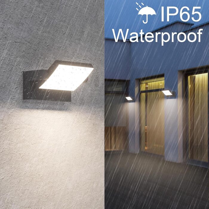 Klighten Зовнішня лампа 24W, водонепроникна IP65, поворотна LED панель для саду, тераси, фасаду. 1500 люмен, тепле біле світло 3000K, антрацит