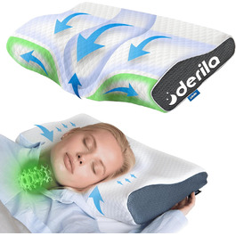 Ортопедична подушка Derila для шиї та голови, Memory Foam, оригінальна. Ергономічна подушка для сну на боці, спині та животі (Queen, 1 шт.)